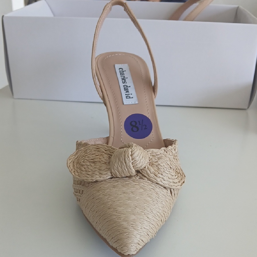 Charles David Tan Espadrille Slingback with Bow